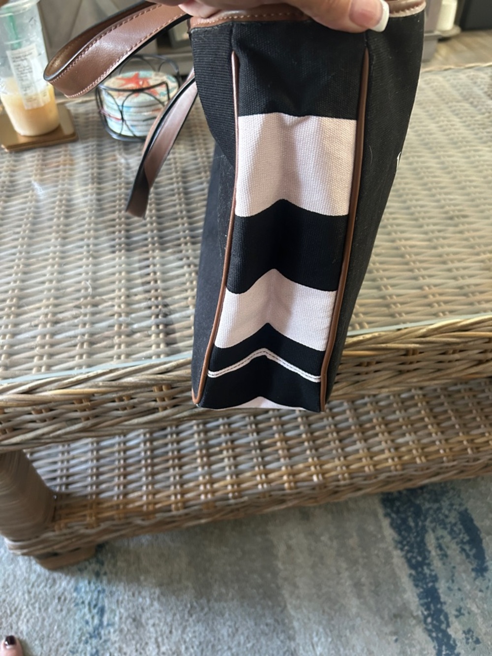 Victoria's Secret Black Tote with Brown Handles - Picture 2 of 6